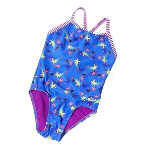 Dolfin UGLIES Girls One Piece SIZE 10 Swimsuit SHOOTING STARS Fireworks Flowers